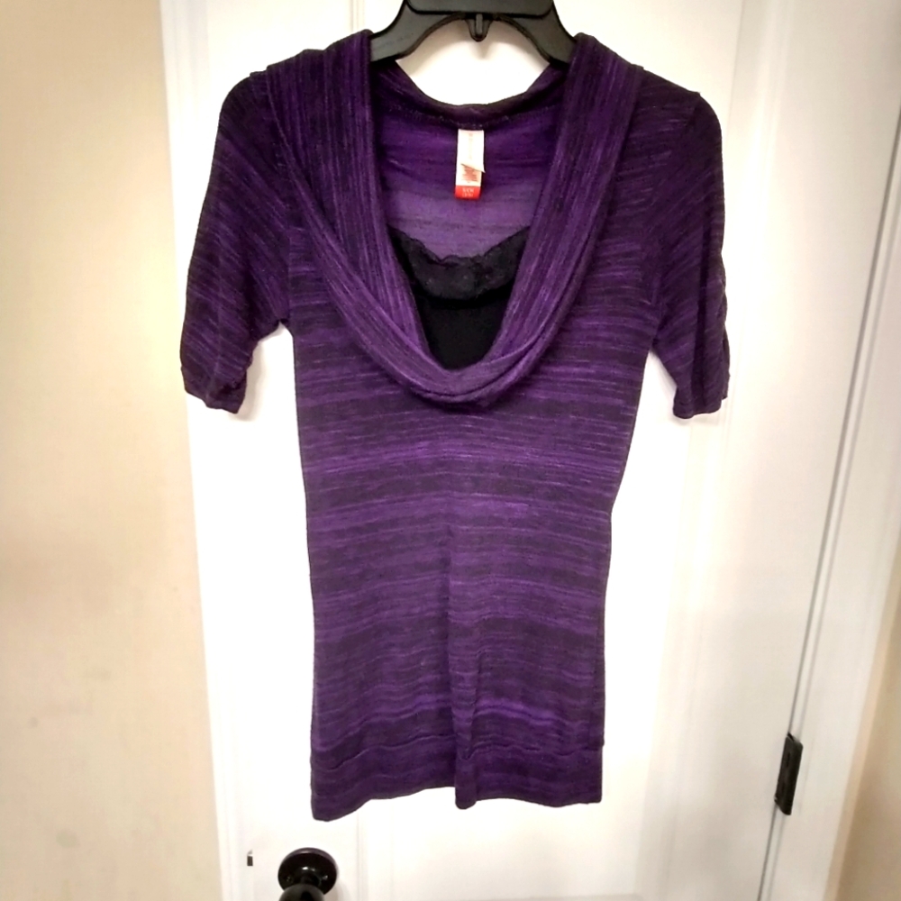 Vintage No Boundaries Purple Top With black Lace Insert